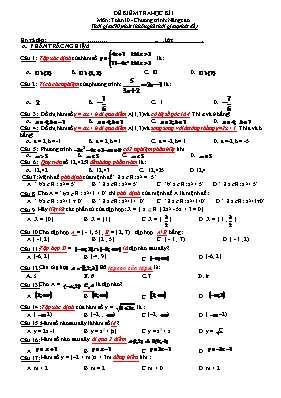 Đề kiểm tra học kì I môn Toán 10 - Chương trình nâng cao